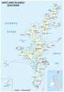 Highly detailed Shetland Islands road map with labeling, United Kingdom
