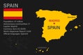 Highly detailed Spain map with flag  capital and small map of the world Royalty Free Stock Photo
