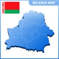Highly detailed three dimensional map of Belarus. Administrative division.