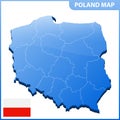 Highly detailed three dimensional map of Poland with regions border