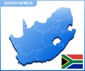 Highly detailed three dimensional map of South Africa. Administrative division.