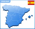 Highly detailed three dimensional map of Spain. Administrative division.