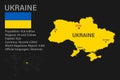 Highly detailed Ukraine map with flag capital and small map of the world