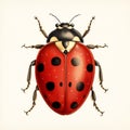 Vintage Ladybug Illustration On Beige Background