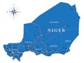 Niger highly detailed political map