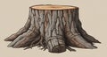 Gnarled old tree stump illustration featuring deep roots Royalty Free Stock Photo