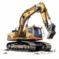 Highly Detailed Watercolor Illustration Of A Post-apocalyptic Excavator
