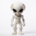 Highly Detailed White Alien Toy With Black And White Body