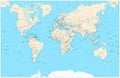 Highly detailed World Map vector illustration Royalty Free Stock Photo