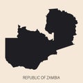 Highly detailed Zambia map with borders isolated on background Royalty Free Stock Photo