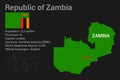 Highly detailed Zambia map with flag, capital and small map of the world Royalty Free Stock Photo