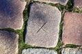 Highly detaled close up view on cobblestone textues with perspective in high resolution