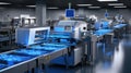 Highly Efficient and Safe. Advanced Microchip Factory Assembly Line. Generative AI