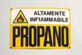 Highly flammable Italian warning Royalty Free Stock Photo