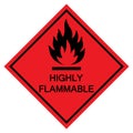 Highly Flammable Symbol Sign Isolate On White Background,Vector Illustration EPS.10 Royalty Free Stock Photo