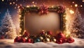 highly intricately detailed photograph of Blank sign with christmas decorations inside a frame copy space Royalty Free Stock Photo