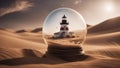 highly intricately detailed photograph of Thomas Point Lighthouse inside a glass orb snow globe Royalty Free Stock Photo