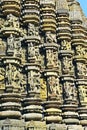 Highly ornate carving on the wall of Duladeo Temple at Khajuraho