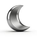 A3D rendered metallic crescent moon symbol on a white background lunar night Royalty Free Stock Photo