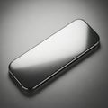 A highly polished metallic rectangular object with rounded corners isolated on white background Royalty Free Stock Photo