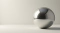A highly polished metallic sphere rests on a minimalist white surface, reflecting light in a dramatic display of simple elegance. Royalty Free Stock Photo