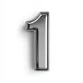 Shiny Silver Number One 3D Render Isolated on White Background Studio Lighting Royalty Free Stock Photo