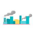 Factory air pollution in city. Flat style raster illustration.