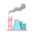 Factory air pollution. Flat style raster illustration.