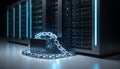 glowing protected chain around data server,
