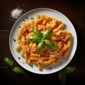 Highly Realistic Aerial Photography Of Pasta On A Plate