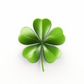 Highly Realistic Mystic Symbolism: Four Leaf Clover On White Background