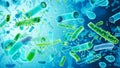 Highly rendering of Bacteria in blue background, 3d illustration Royalty Free Stock Photo