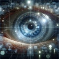 Highly rendering of an eye with technology elements