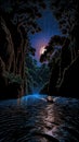 Nocturne of the Luminous Stream Royalty Free Stock Photo