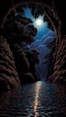 Nocturne of the Luminous Stream Royalty Free Stock Photo