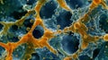 A highresolution image of the extracellular matrix of a biofilm showcasing its mazelike structure with numerous channels