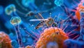 Highresolution photograph of a mosquitos mouthparts in action as it pierces a cell and feeds on its contents. . AI