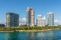 Highrise apartment buildings located at South Pointe Park in Miami Beach, Florida, United States of America Royalty Free Stock Photo