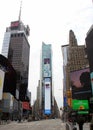 Highrise buildings with billboards promoting social distancing in time of the COVID-19 pandemic, Times Square, New York, NY Royalty Free Stock Photo