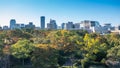 Highrise cityscape crowded skyscrapers offices apartments Osaka Japan Royalty Free Stock Photo