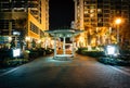 Highrise hotels along the boardwalk at night, in Virginia Beach, Virginia.