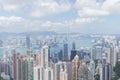 Highrise modern buildings with blue sky in the city at Victoria`s Peak, Hong Kong Royalty Free Stock Photo