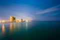 Highrises along the Gulf of Mexico at night, in Panama City Beach, Florida Royalty Free Stock Photo