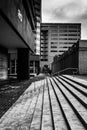 Highrises and stairs at Hopkins Plaza in downtown Baltimore, Mar Royalty Free Stock Photo