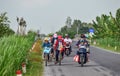 Highschool students going home by bicycle