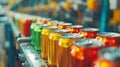 Highspeed canning machines whirr away as they seal and package cans of soft drinks emphasizing the efficiency and speed Royalty Free Stock Photo