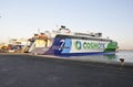 Heraklion, august 29th: Highspeed Ferryboat docking in the Harbor of Heraklion in Crete island of Greece