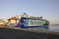 Heraklion, august 29th: Highspeed Ferryboat docking in the Harbor of Heraklion in Crete island of Greece