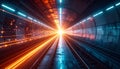 HighSpeed Light Trails in a Futuristic Tunnel Royalty Free Stock Photo