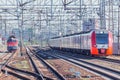 Highspeed train and locomotive.